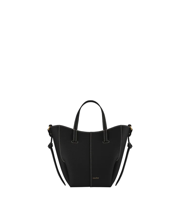 Cyme Tote Nano Edition – teksturowana czarna z ecruowymi szwami