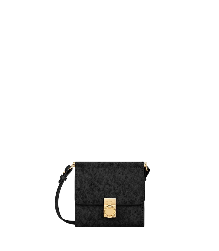 Numéro Sept Crossbody – wersja portfelowa, czarna z fakturą